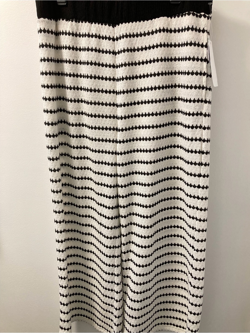 NWT Gemma + Jane XL Black White Crochet Knit Wide Leg Pants